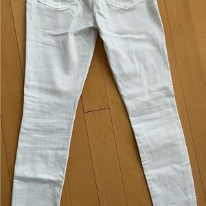 7 for all mankind white stretchy skinny jeans, waist 27”, inseam: 29”